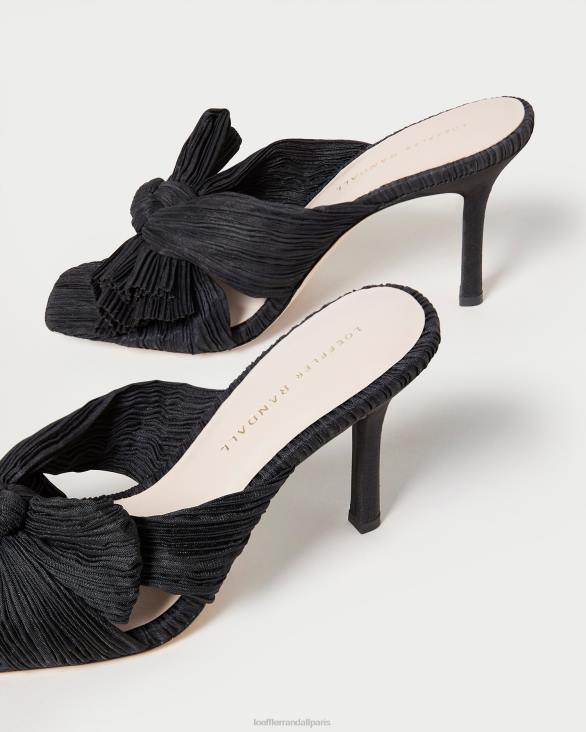 femmes Loeffler Randall noir mule à nœud plissé Claudia chaussures 8HL860