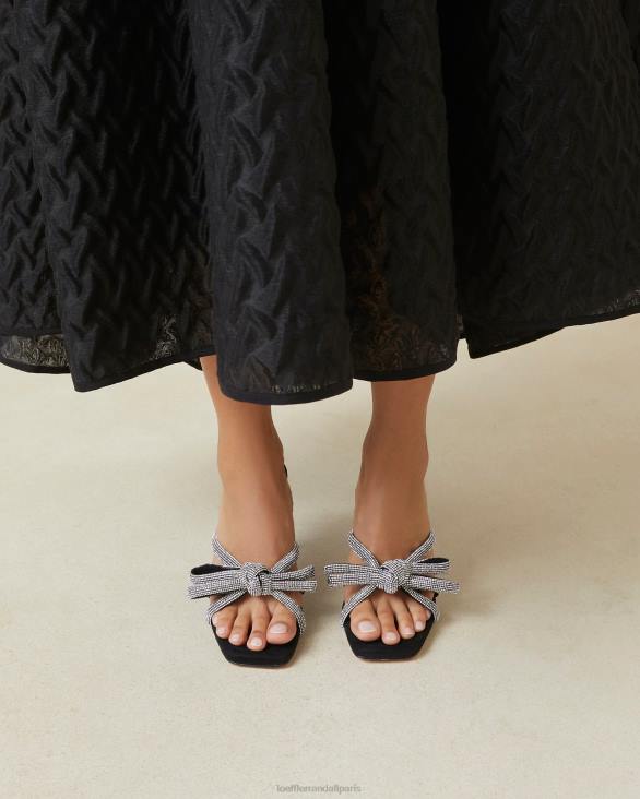 femmes Loeffler Randall noir talon à nœud en daim margi chaussures 8HL871
