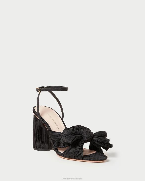 femmes Loeffler Randall noir talon à nœud plissé camélia chaussures 8HL817