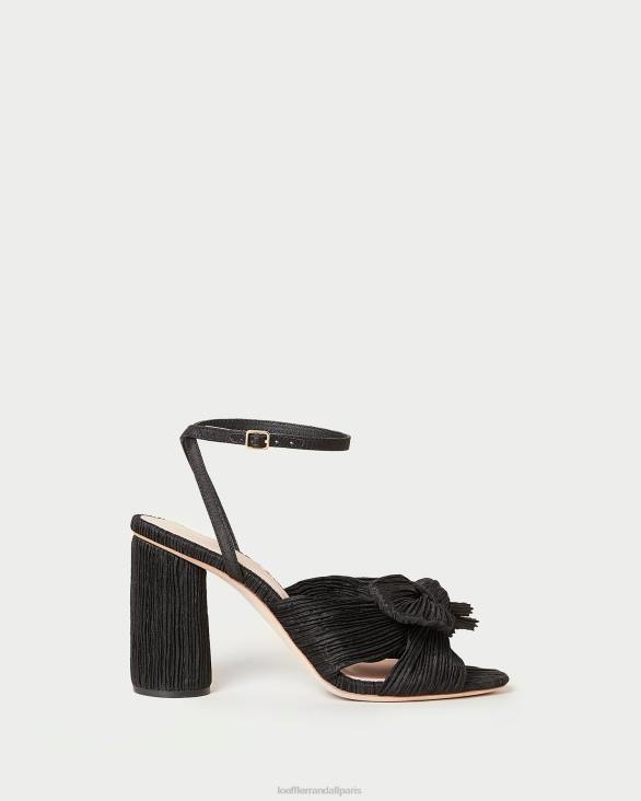 femmes Loeffler Randall noir talon à nœud plissé camélia chaussures 8HL817