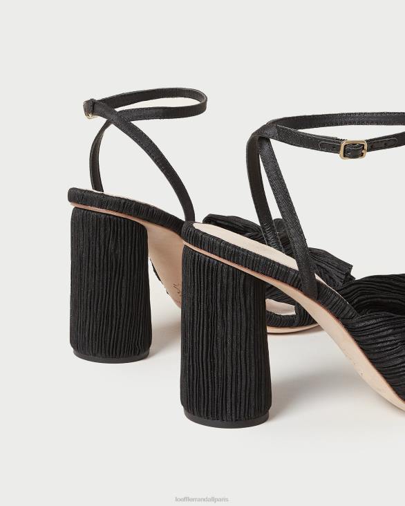femmes Loeffler Randall noir talon à nœud plissé camélia chaussures 8HL817