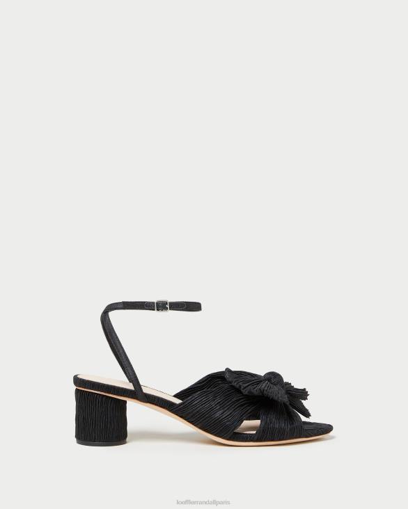 femmes Loeffler Randall noir talon à nœud plissé dahlia chaussures 8HL825