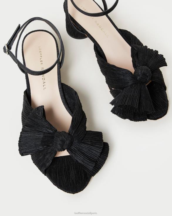 femmes Loeffler Randall noir talon à nœud plissé dahlia chaussures 8HL825
