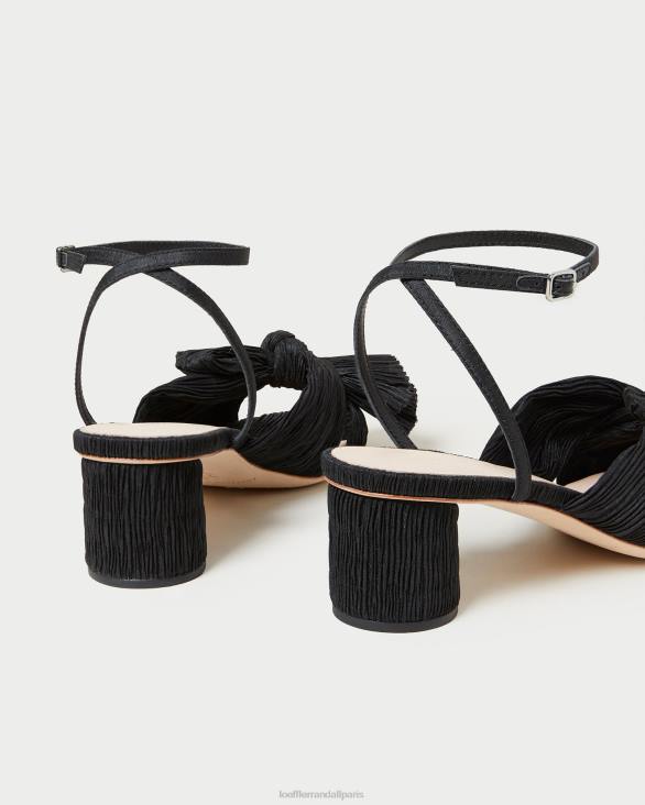 femmes Loeffler Randall noir talon à nœud plissé dahlia chaussures 8HL825