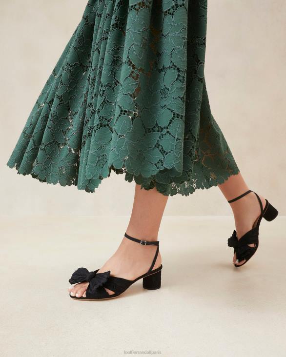 femmes Loeffler Randall noir talon à nœud plissé dahlia chaussures 8HL825