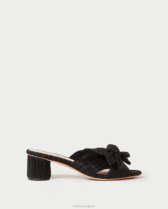femmes Loeffler Randall noir talon à nœud plissé emilia chaussures 8HL818