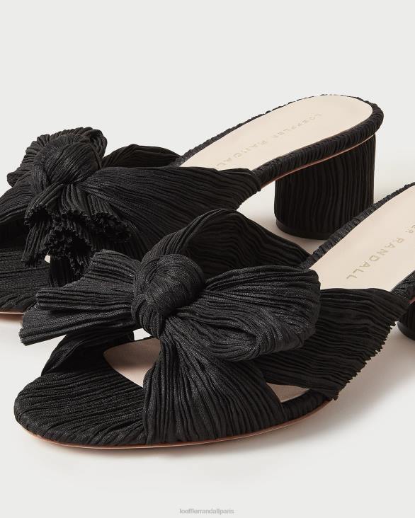 femmes Loeffler Randall noir talon à nœud plissé emilia chaussures 8HL818