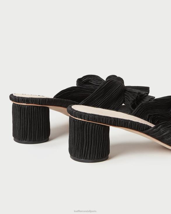 femmes Loeffler Randall noir talon à nœud plissé emilia chaussures 8HL818