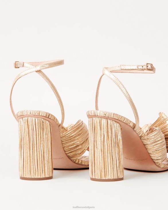 femmes Loeffler Randall or talon à nœud plissé camélia chaussures 8HL85