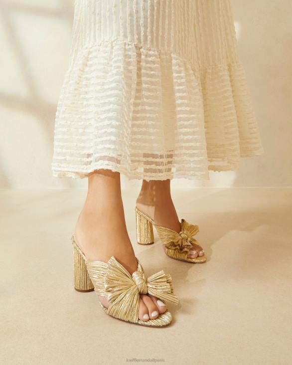 femmes Loeffler Randall or talon à nœud plissé chaussures 8HL88