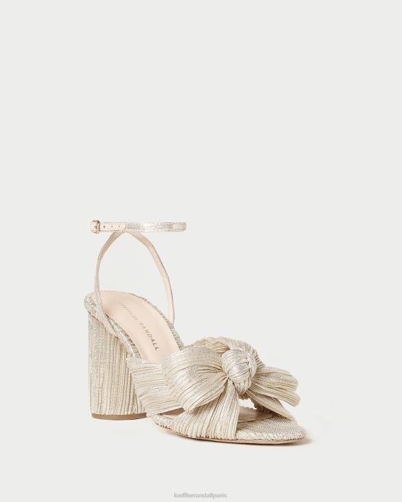 femmes Loeffler Randall platine talon à nœud plissé camélia chaussures 8HL83