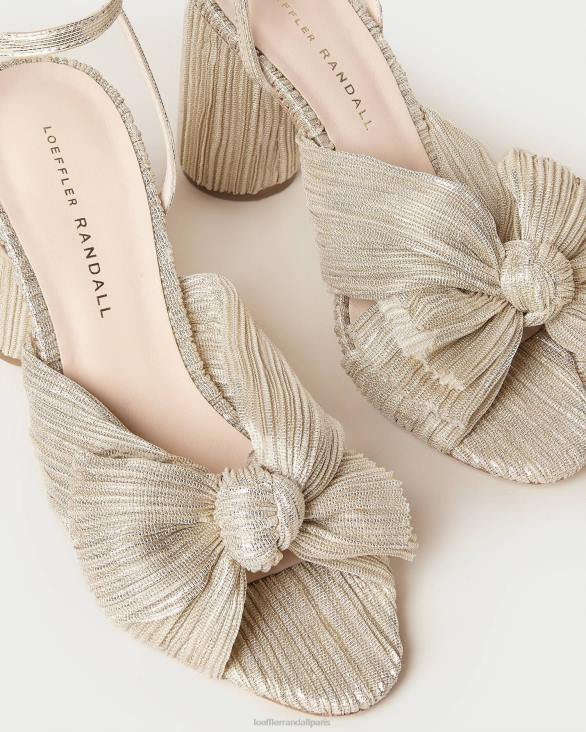 femmes Loeffler Randall platine talon à nœud plissé camélia chaussures 8HL83