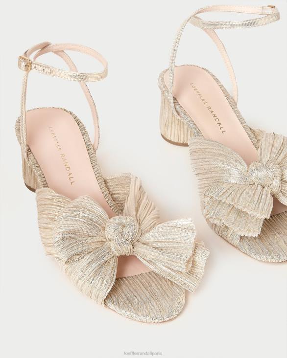 femmes Loeffler Randall platine talon à nœud plissé dahlia chaussures 8HL86