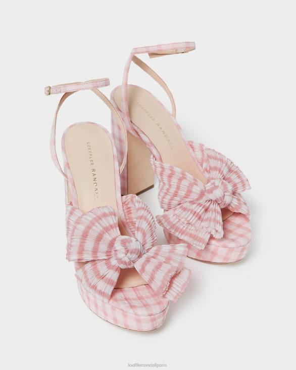femmes Loeffler Randall vichy rose tendre talon à nœud natalia chaussures 8HL882