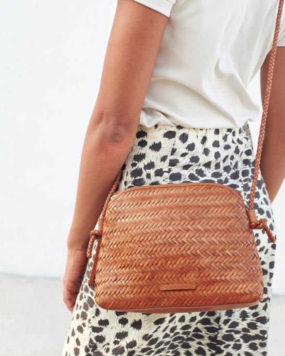 femmes Loeffler Randall Charpente sac à bandoulière tressé marron Mallory Sacs 8HL8324