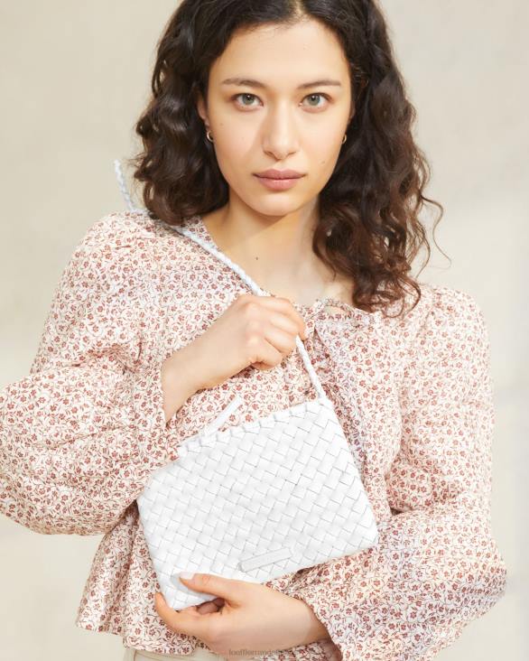 femmes Loeffler Randall blanc sac à bandoulière tissé marison Sacs 8HL8330