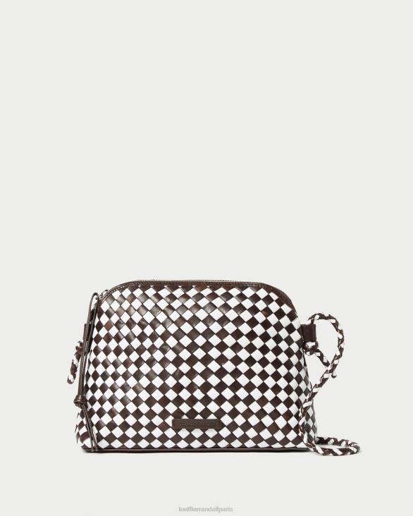 femmes Loeffler Randall chocolat/blanc sac à bandoulière tissé Mallory Sacs 8HL8332