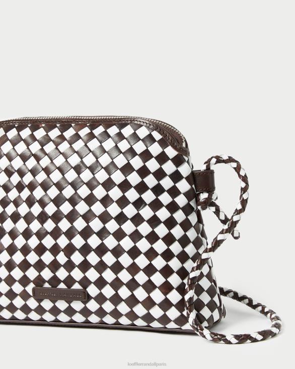 femmes Loeffler Randall chocolat/blanc sac à bandoulière tissé Mallory Sacs 8HL8332