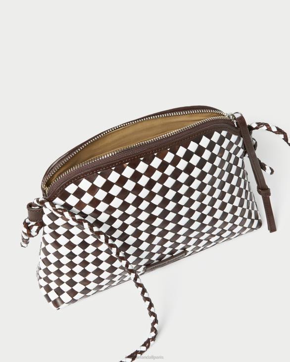 femmes Loeffler Randall chocolat/blanc sac à bandoulière tissé Mallory Sacs 8HL8332