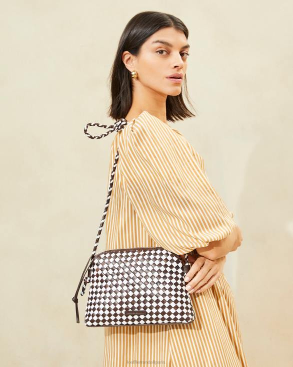 femmes Loeffler Randall chocolat/blanc sac à bandoulière tissé Mallory Sacs 8HL8332