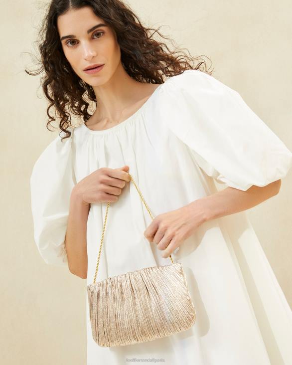 femmes Loeffler Randall Champagne pochette plissée plate brit Sacs 8HL8393