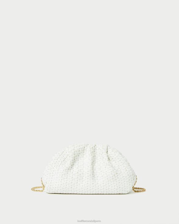 femmes Loeffler Randall blanc pochette dôme en raphia bailey Sacs 8HL8398
