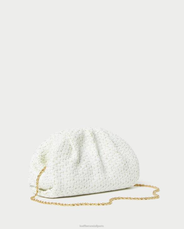 femmes Loeffler Randall blanc pochette dôme en raphia bailey Sacs 8HL8398