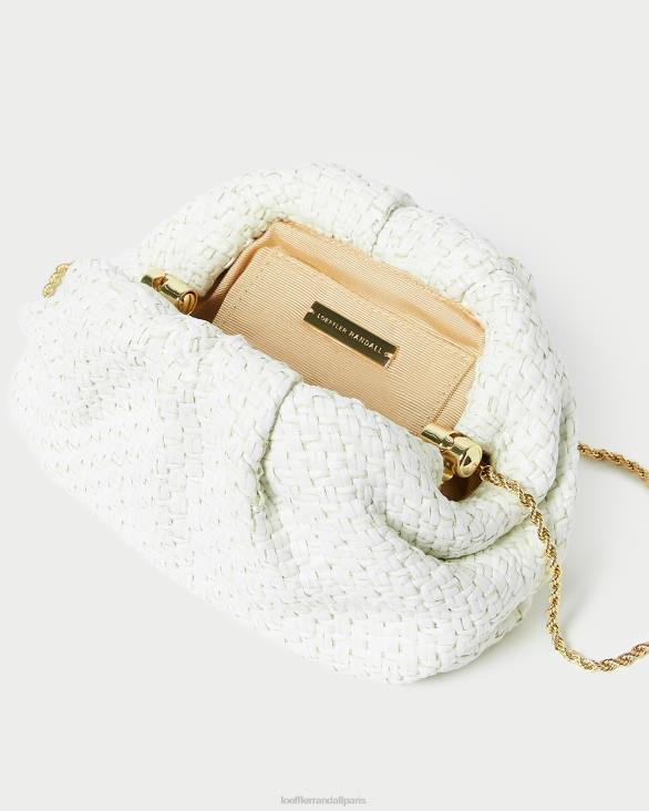 femmes Loeffler Randall blanc pochette dôme en raphia bailey Sacs 8HL8398