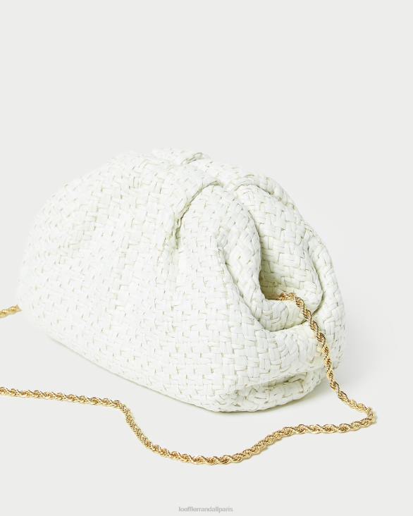 femmes Loeffler Randall blanc pochette dôme en raphia bailey Sacs 8HL8398