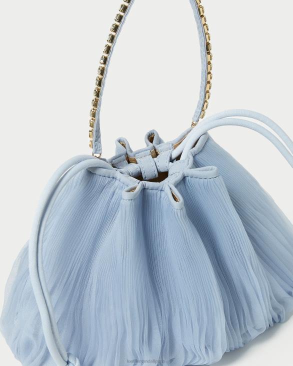 femmes Loeffler Randall bleu pochette plissée à strass Layne Sacs 8HL8370