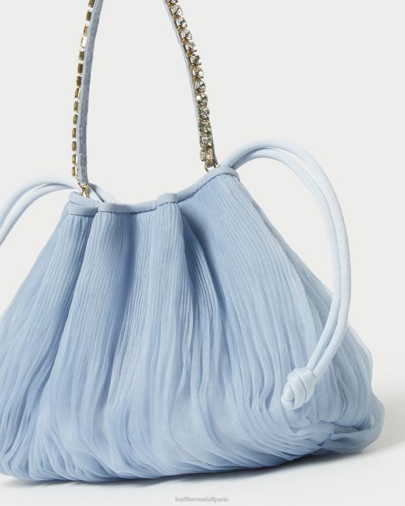 femmes Loeffler Randall bleu pochette plissée à strass Layne Sacs 8HL8370