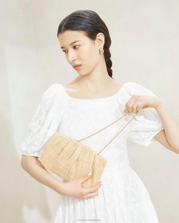 femmes Loeffler Randall naturel pochette plissée plate brit Sacs 8HL8368