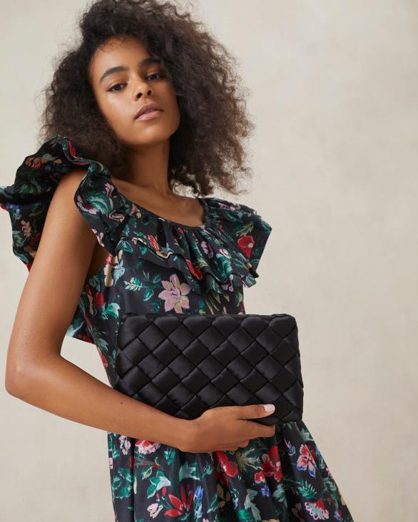 femmes Loeffler Randall noir aviva pochette bouffante tissée Sacs 8HL8355