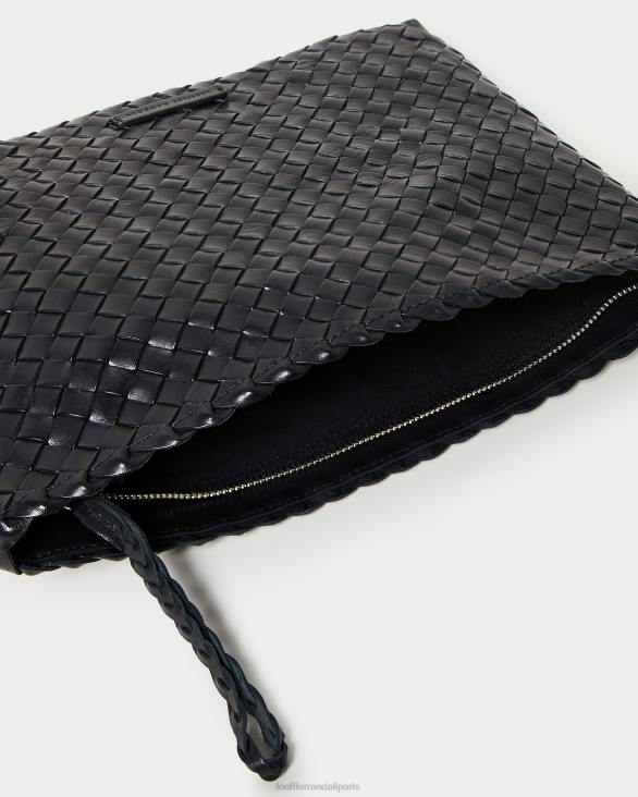 femmes Loeffler Randall noir pochette tissée plate Marissa Sacs 8HL8352