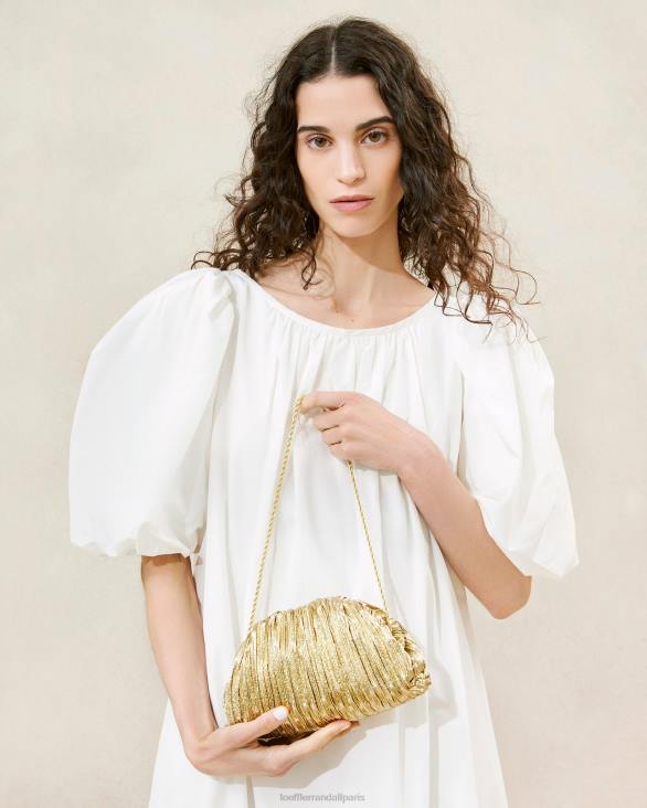 femmes Loeffler Randall oro pochette dôme plissée Bailey Sacs 8HL8397