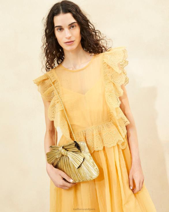 femmes Loeffler Randall oro pochette à nœud Rayne Sacs 8HL8384