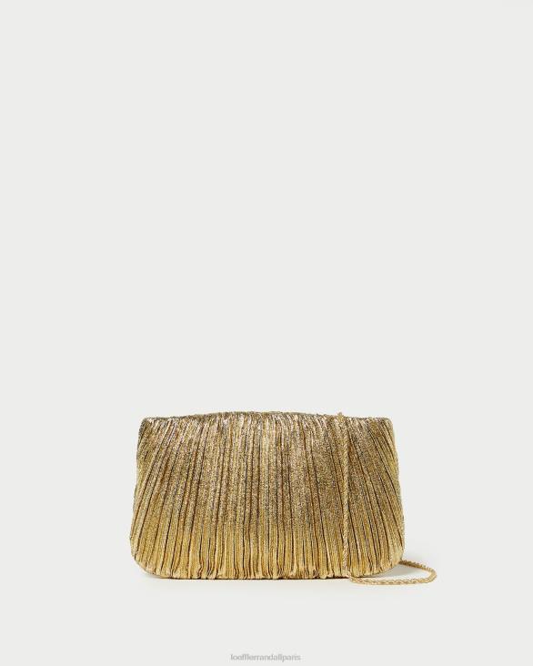 femmes Loeffler Randall oro pochette plissée plate brit Sacs 8HL8376