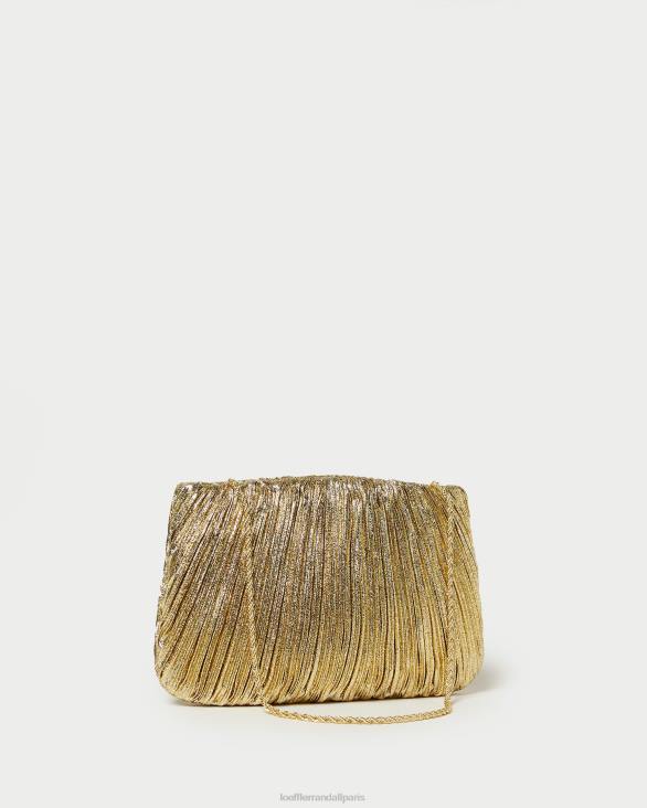 femmes Loeffler Randall oro pochette plissée plate brit Sacs 8HL8376