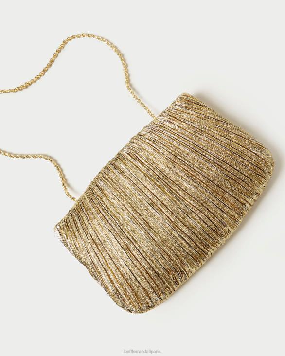 femmes Loeffler Randall oro pochette plissée plate brit Sacs 8HL8376