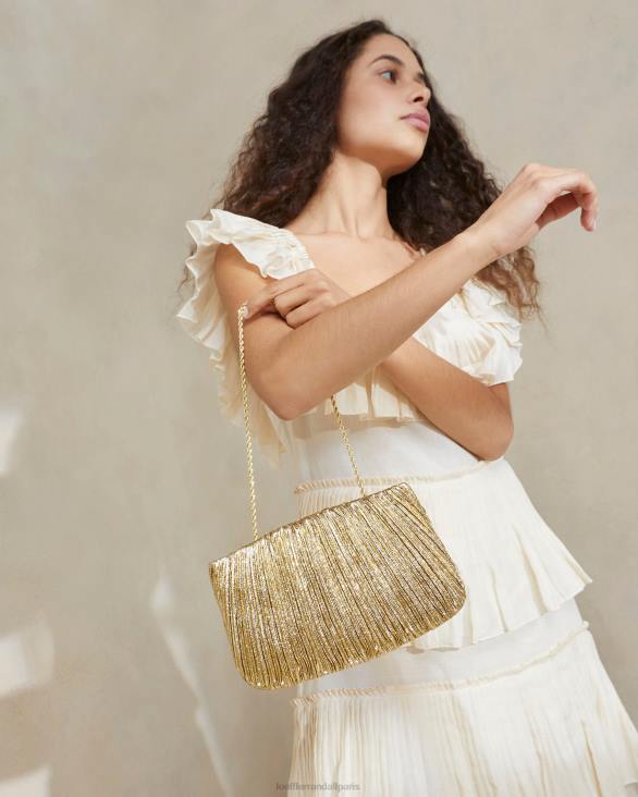 femmes Loeffler Randall oro pochette plissée plate brit Sacs 8HL8376