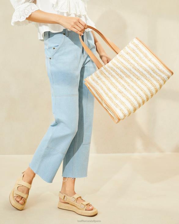 femmes Loeffler Randall blanc/rayure naturelle sac fourre-tout naturel au crochet pia Sacs 8HL8323