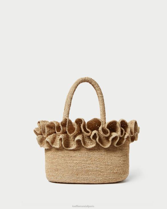 femmes Loeffler Randall naturel sac fourre-tout à volants en raphia lori Sacs 8HL8322