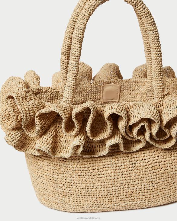 femmes Loeffler Randall naturel sac fourre-tout à volants en raphia lori Sacs 8HL8322