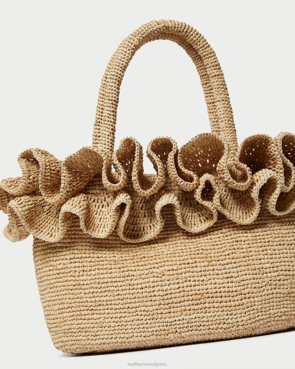 femmes Loeffler Randall naturel sac fourre-tout à volants en raphia lori Sacs 8HL8322