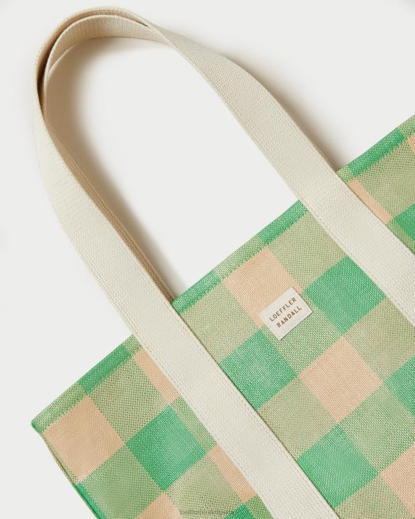 femmes Loeffler Randall vichy vert/caramel au beurre cabas moyen bennett Sacs 8HL8314