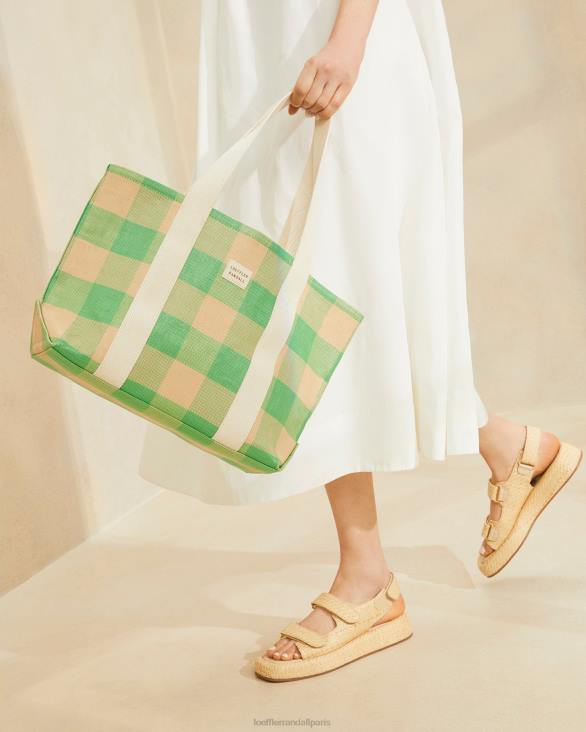 femmes Loeffler Randall vichy vert/caramel au beurre cabas moyen bennett Sacs 8HL8314