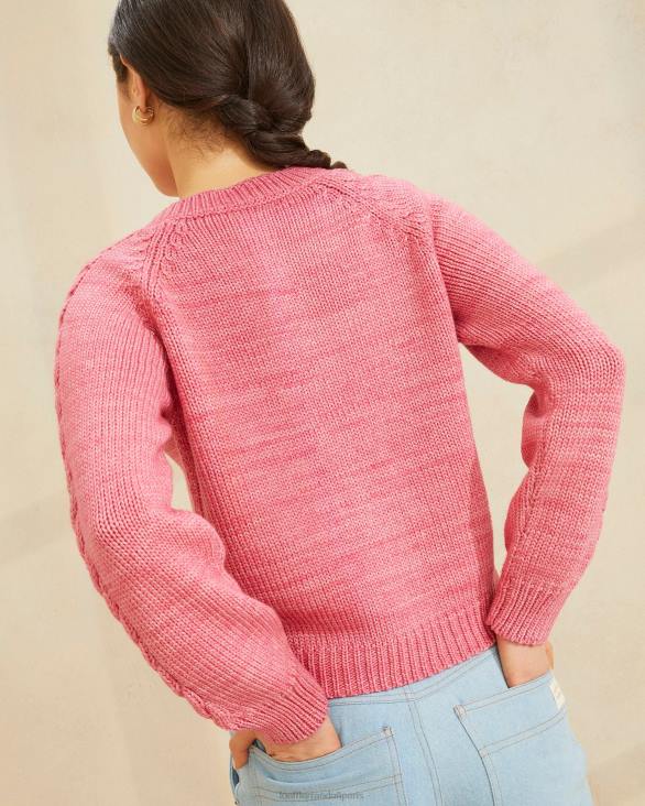 femmes Loeffler Randall rose cardigan à manches torsadées Lindy vêtements 8HL8255