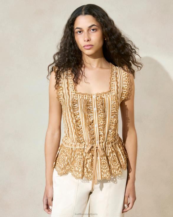 femmes Loeffler Randall bande marron arden d - blouse festonnée vêtements 8HL8214