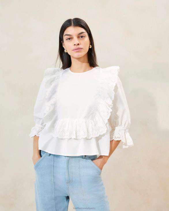 femmes Loeffler Randall blanc blouse cosima brodée de cœurs vêtements 8HL8212