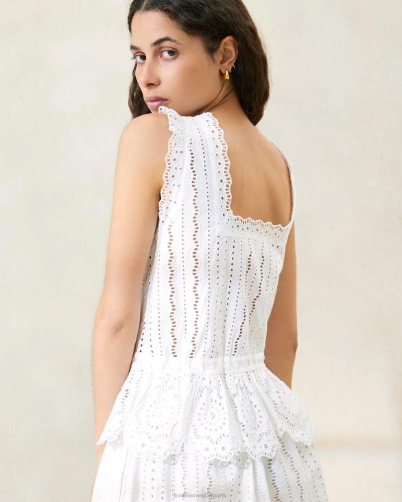 femmes Loeffler Randall blanc blouse festonnée arden vêtements 8HL8208